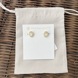 Kendra Scott Skull Ivory Mother of Pearl Gold  Earrings